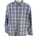 Michael Kors Men's Blue Plaid Airsoft Long Sleeve Button Up Shirt - XL