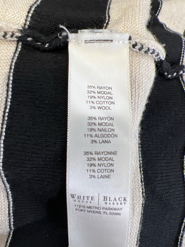 White House Black Market Women's Black/Beige Long Sleeve Open Cardigan - L image 4