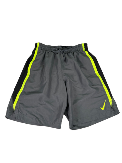 Nike Men's Gray/Green Core Contend Lined Swim Trunks - S
