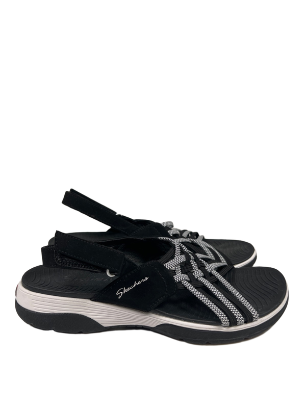 Skechers Women's Black Arch Fit Reggae Sport Slingback Open Toe Sandals - 8