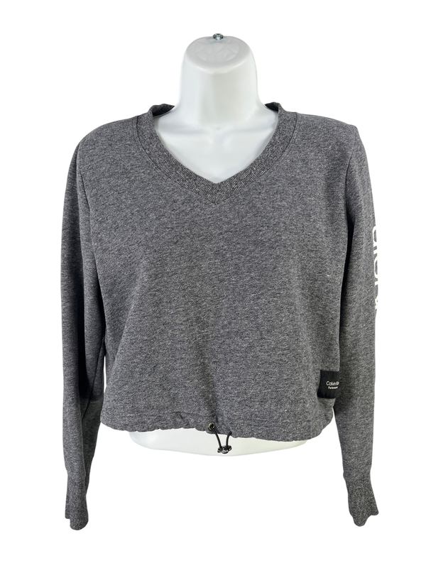Calvin Klein Performance Women's Long Sleeve V-Neck Cropped Sweatshirt - M