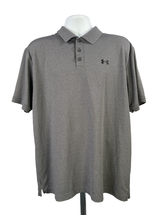 Under Armour Men's Gray Short Sleeve HeatGear Golf Polo Shirt - XL