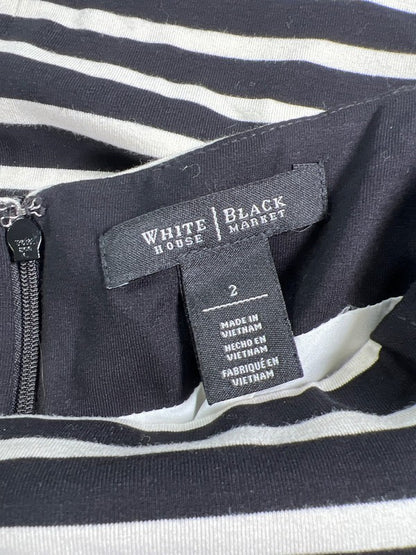 White House Black Market Womens Black/White Striped Zip Close Straight Skirt - 2 image 3