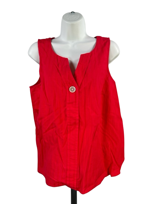 J.Jill Women's Red Sleeveless V-Neck Blouse - M Petite
