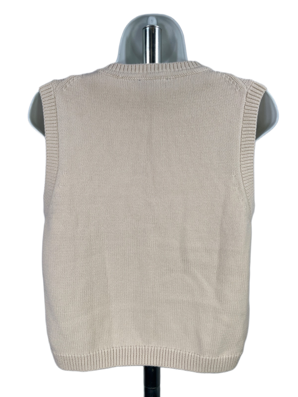 Gap Women's Ivory/Beige Cropped Cardigan Sweater Vest - S image 2