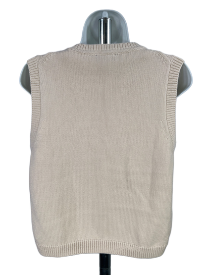 Gap Women's Ivory/Beige Cropped Cardigan Sweater Vest - S image 2