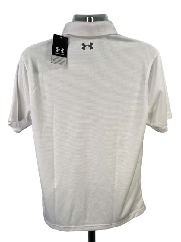 Under Armour Men's White Tech Performance Golf Short Sleeve Polo Shirt - M image 2