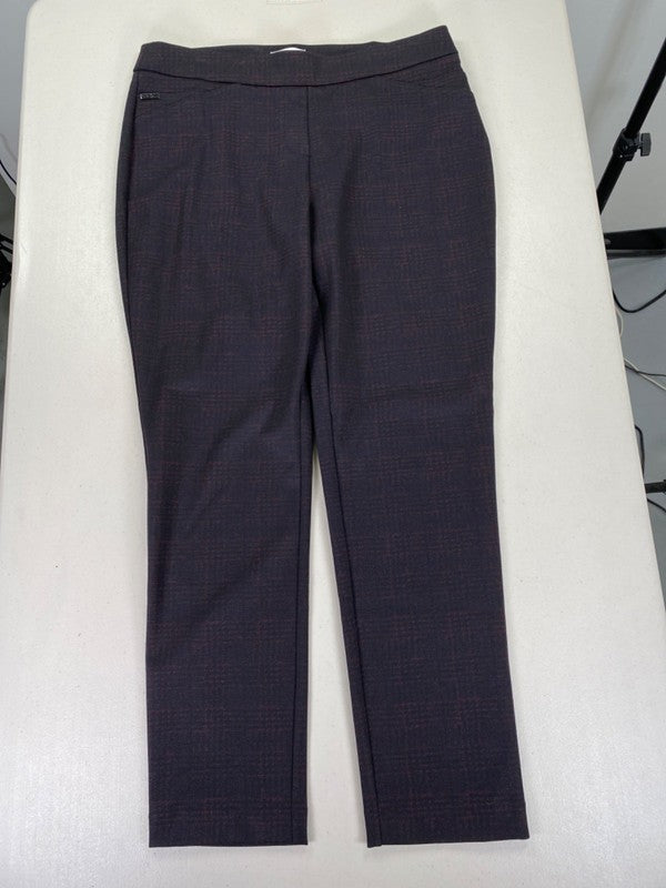 Calvin Klein Women's Black/Purple Plaid Pull On Dress Pants - 12 image 5