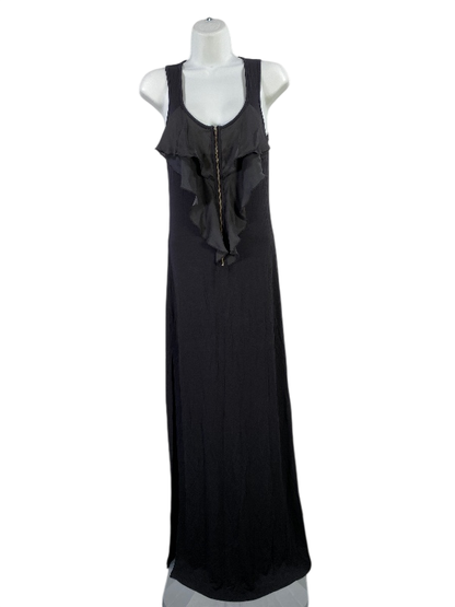 BCBGeneration Women's Black Ruffle Front Sleeveless Maxi Dress - XS
