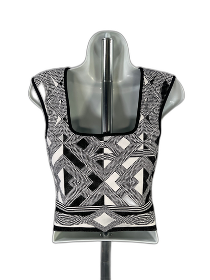 White House Black Market For Me Women's Black Sculpt Jacquard Sweater Tank - S image 2