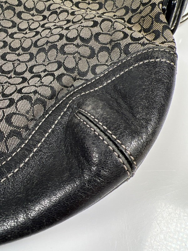Coach Women's Black/Tan Leather Canvas Jacquard Mini Soho Hobo Shoulder Purse image 6
