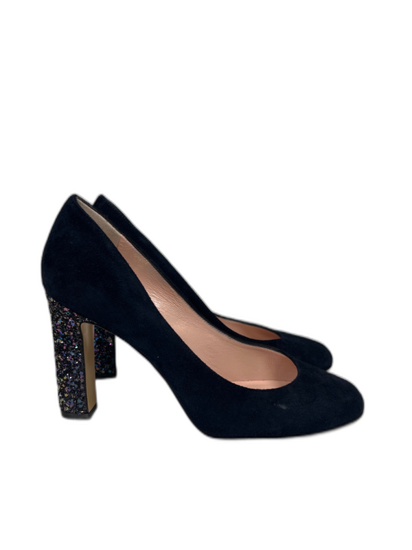Kate Spade Women's Navy Blue Glitter Suede Allora Pump Heels - 7 image 2