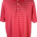 Adidas Men’s Red Striped Short Sleeve Athletic Climalite Golf Polo - L