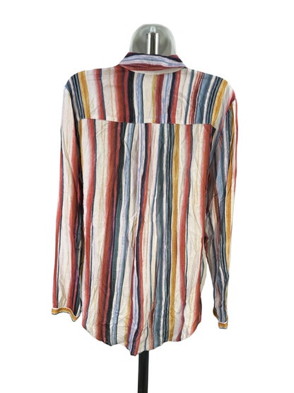 Cloth and Stone Women's Blue/White Striped Long Sleeve High-Low Blouse - S image 2