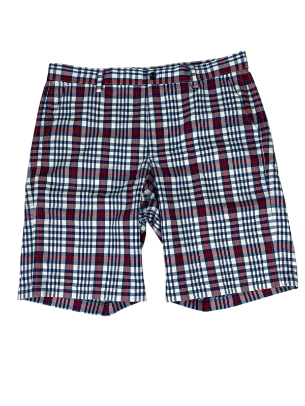 Izod Men's Blue/Red Plaid Athletic Golf Shorts - 36