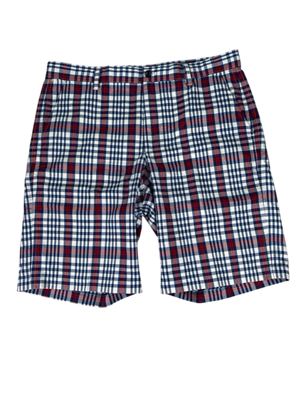 Izod Men's Blue/Red Plaid Athletic Golf Shorts - 36