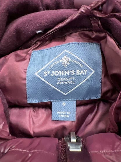 St.Johns Bay Women’s Burgundy Red Water Resistant Puffer Coat - S image 3