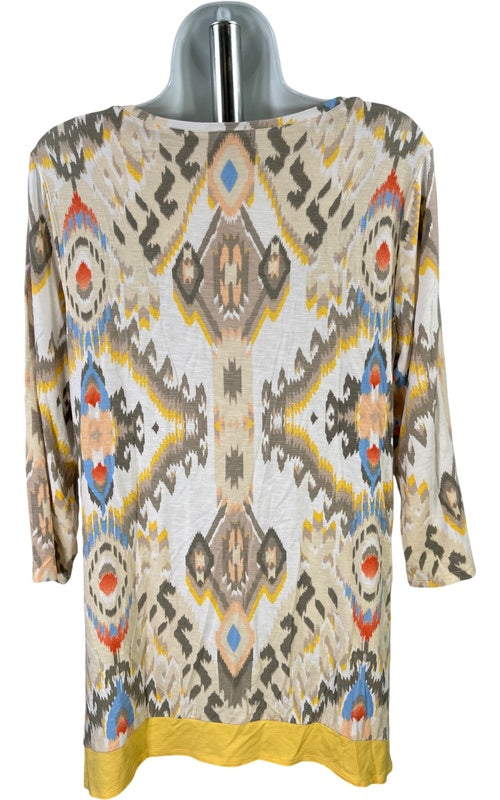 Chico’s Zenergy Women’s Yellow/White 3/4 Sleeve V-Neck Shirt - 1/US 8 image 3