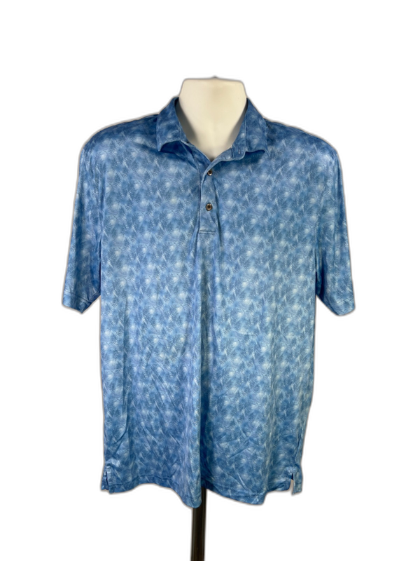 Greg Norman Men's Blue Short Sleeve Athletic Golf Polo - L