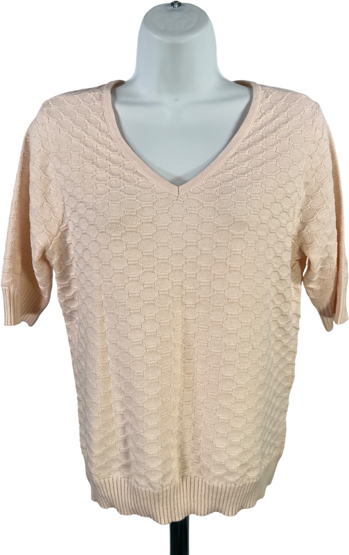Ella Moss Women’s Cream/Light Pink 1/2 Sleeve Textured Sweater - S