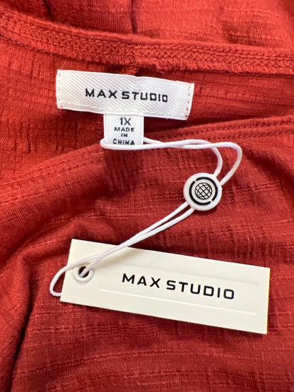 Max Studio Women's Orange 3/4 Tie Sleeve Blouse - Plus 1X image 3