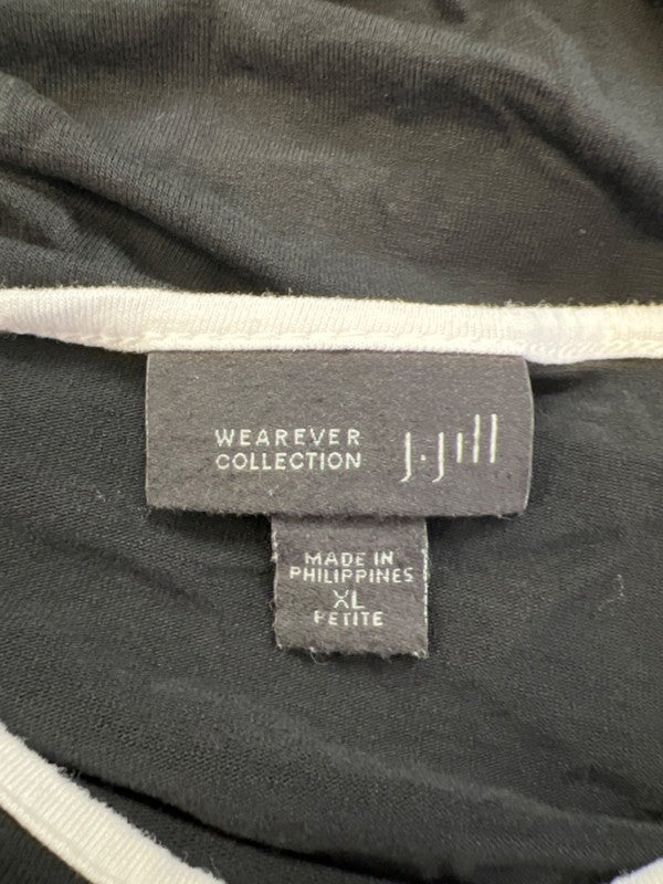 J Jill Women's Black/White Wearever Trim Detail Long Sleeve Shirt - XL Petite image 3