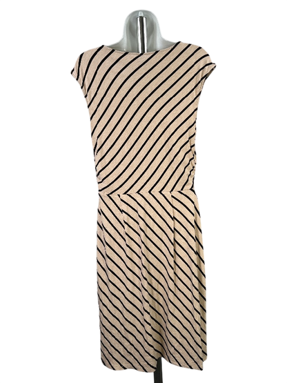 Ann Taylor Women's Beige/Black Striped Sleeveless Shift Dress - S image 2