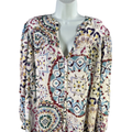 Ba&sh Women's White/Multicolor Button Up Long Sleeve Blouse - L
