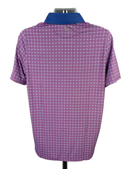 Graham Luxe Men's Purple Leighton Side Vented Short Sleeve Polo Golf Shirt - M image 2