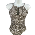 Ellen Tracy Women's Green/Ivory Paisley One Piece Swimsuit - 6