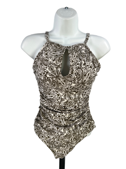 Ellen Tracy Women's Green/Ivory Paisley One Piece Swimsuit - 6