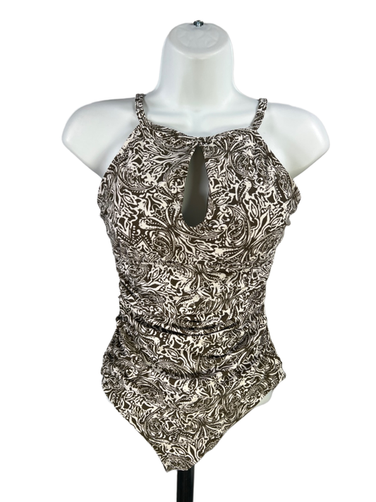 Ellen Tracy Women's Green/Ivory Paisley One Piece Swimsuit - 6