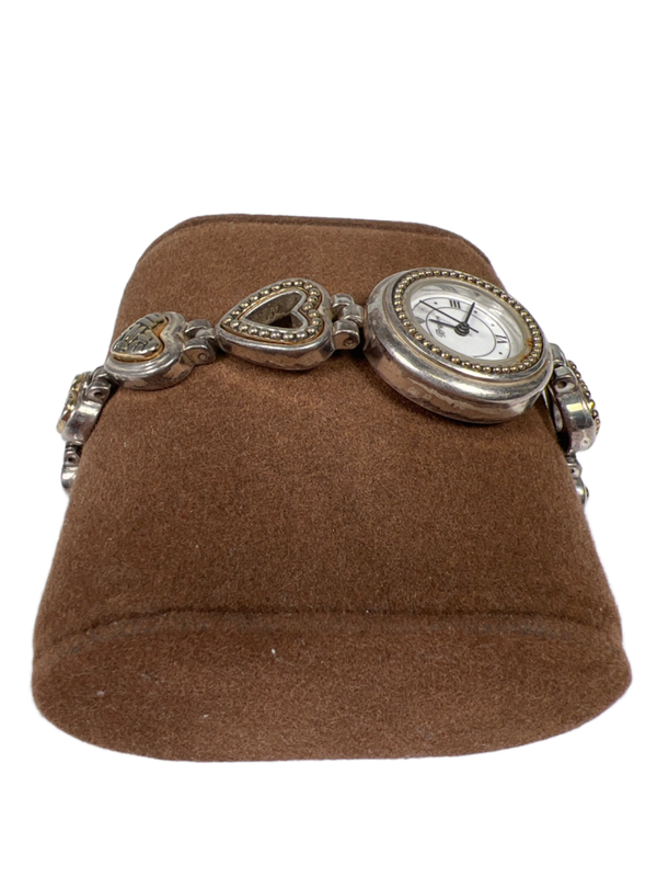 Brighton Women's Silver Two-Tone Heart Link Genoa Toggle Clasp Working Watch image 4