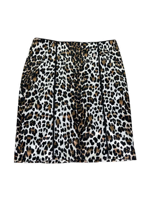 White House Black Market Women's Beige/Black Leopard Midi Pencil Skirt - 10