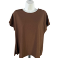 J Jill Women's Brown Relaxed Short Sleeve Tee Shirt - M Petite