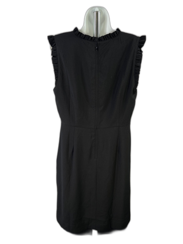 J Crew Women's Black Ruffle Trim Sleeveless Midi Shift Dress - 14 image 2
