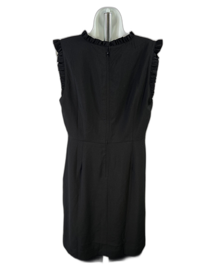 J Crew Women's Black Ruffle Trim Sleeveless Midi Shift Dress - 14 image 2