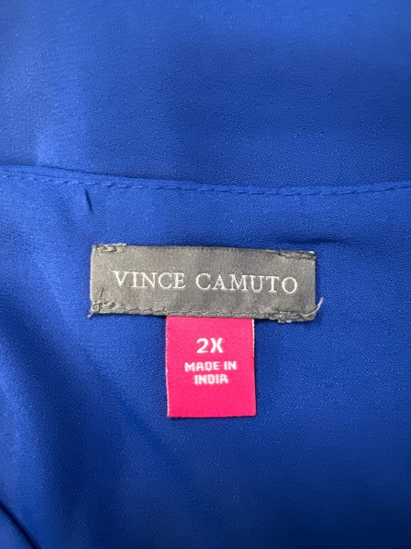 Vince Camuto Women's Blue V Neck Layered Sleeveless Blouse - 2X Plus image 3