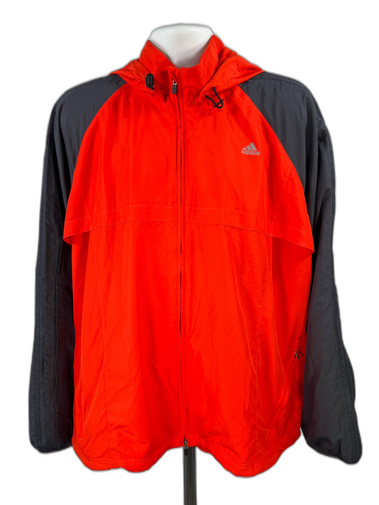 adidas Men's Orange Mesh Lined Long Sleeve Windbreaker Jacket - 2XL