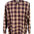 Lands End Men's Blue/Brown Plaid No Iron Twill Button Up Shirt - XXL