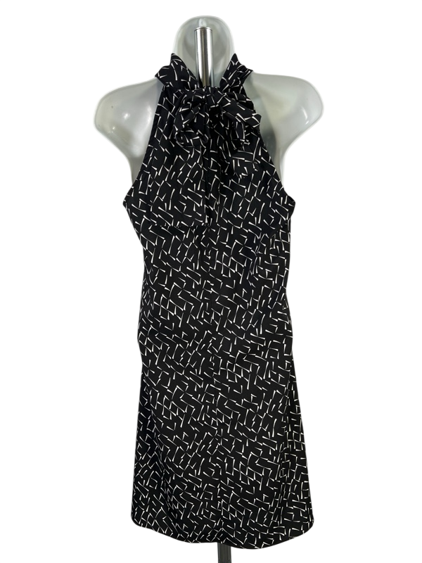 Banana Republic Women's Black Print Semi Sheer Tie Neck Shift Dress - 2 image 2