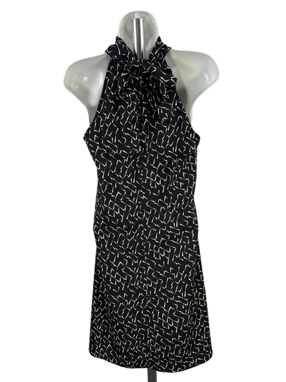 Banana Republic Women's Black Print Semi Sheer Tie Neck Shift Dress - 2 image 2