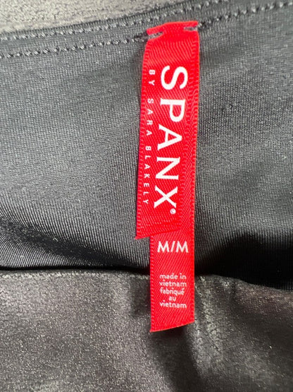 Spanx Women's Black Metallic Faux Leather 7/8 Track Stripe Leggings - M image 3