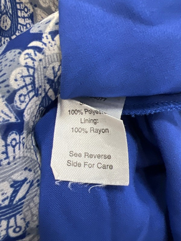 Cabi Women's Blue Paisley Sleeveless 2 Piece Layered Dress - M image 4