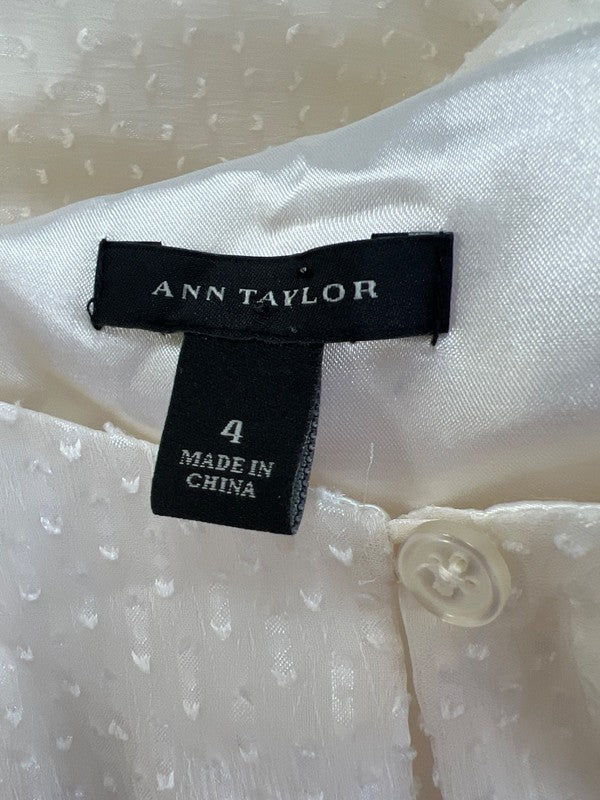 Ann Taylor Women's Ivory/White Textured A-Line Tie Waist Dress - 4 image 3