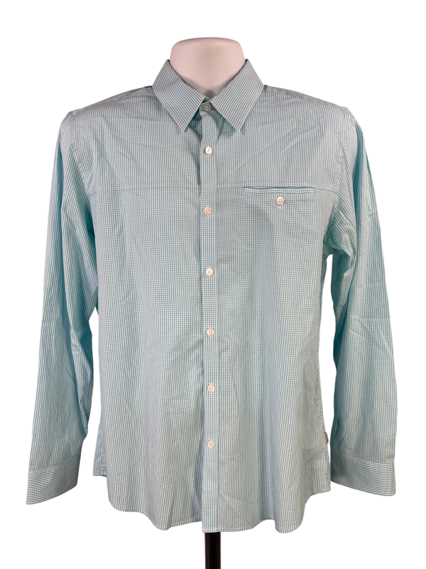 Calvin Klein Men's Blue Checkered Slim Fit Button Up Shirt - M