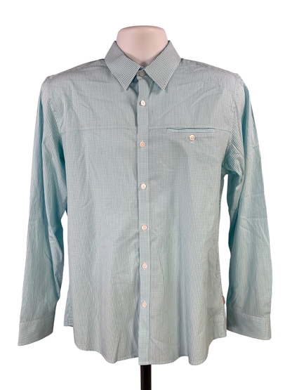 Calvin Klein Men's Blue Checkered Slim Fit Button Up Shirt - M