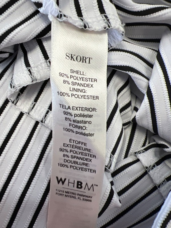 White House Black Market Women's White/Black Striped Faux Front Wrap Skort - 8 image 4