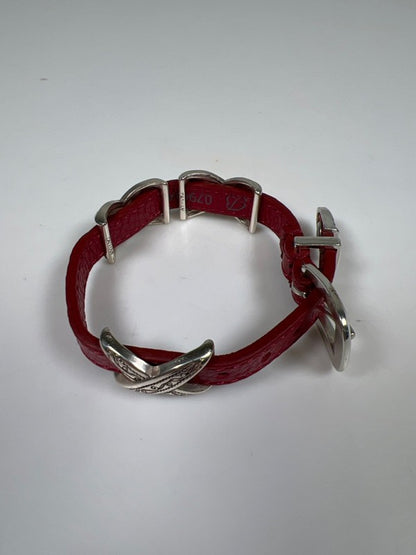 Brighton Women's Red Leather Kriss Kross Etched Bandit 9in Bracelet image 3