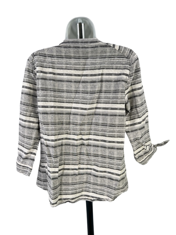 Anne Klein Women's Gray/White 3/4 Tie Sleeve Textured Blouse - S image 2